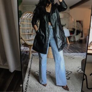 Faux leather coat jacket